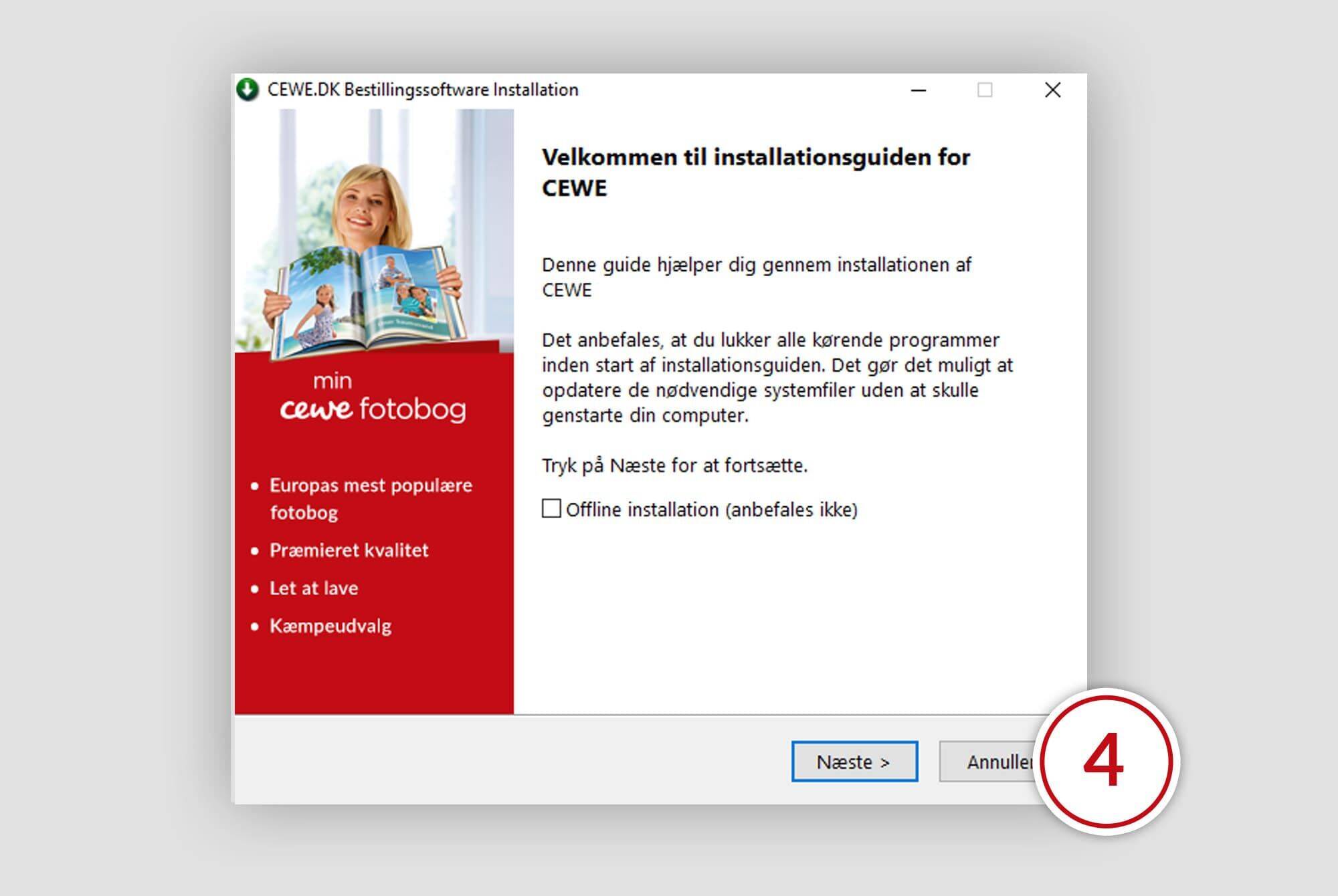 Velkommen til installationsguiden for CEWE FOTOBOG.
