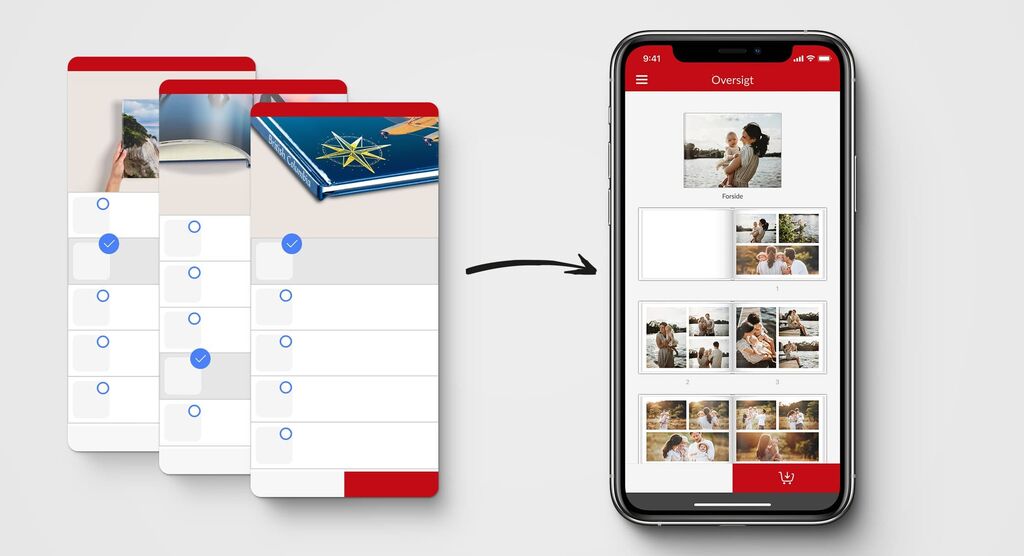 Illustration af CEWE Fotobog, der nemt uploades til smartphone.