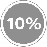 Et gråt symbol med tallet 10 % i midten, som viser en rabat