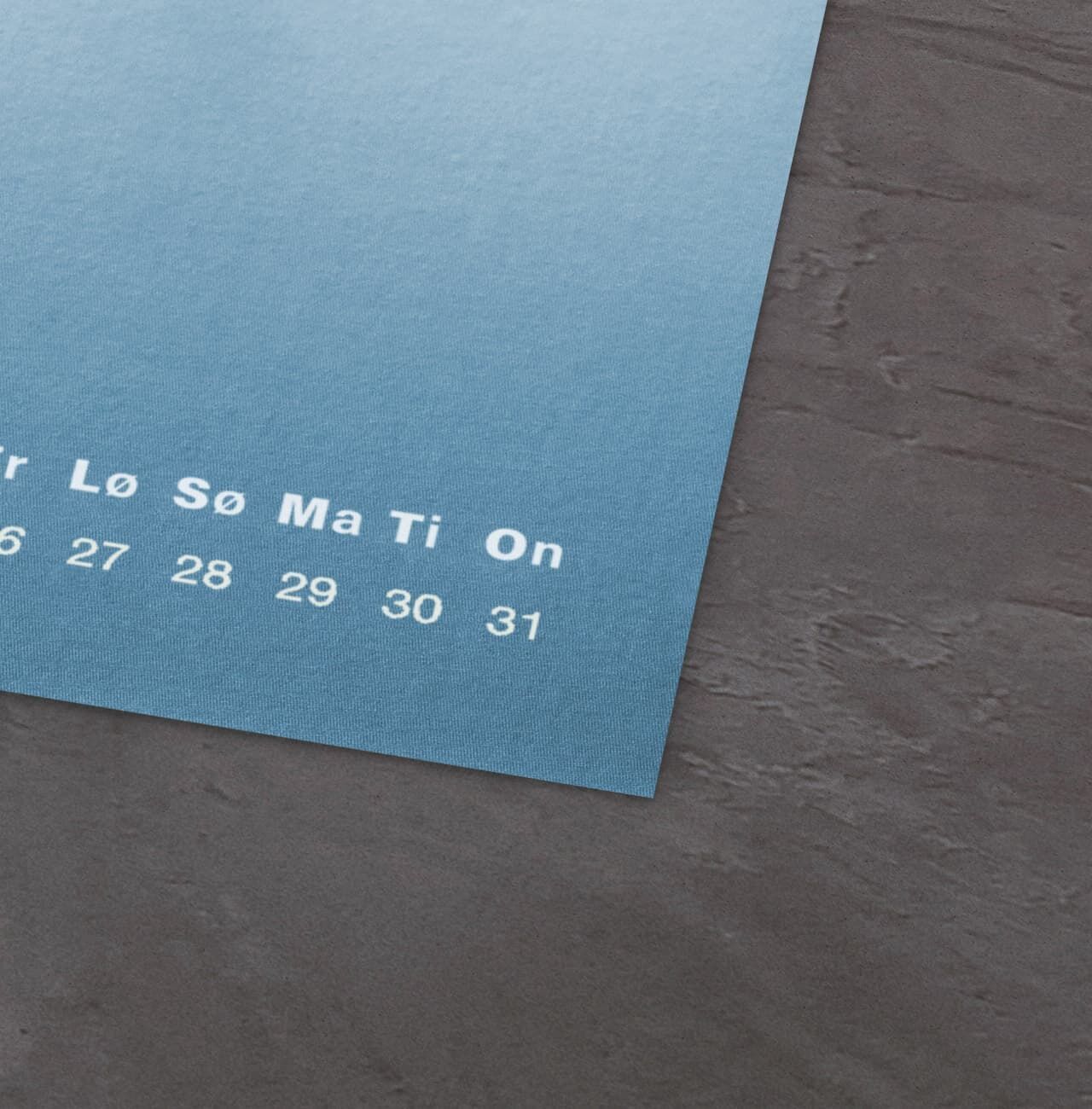 Monthly calendar with stylish blue design