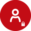Symbol for en beskyttet bruger med en hængelås.