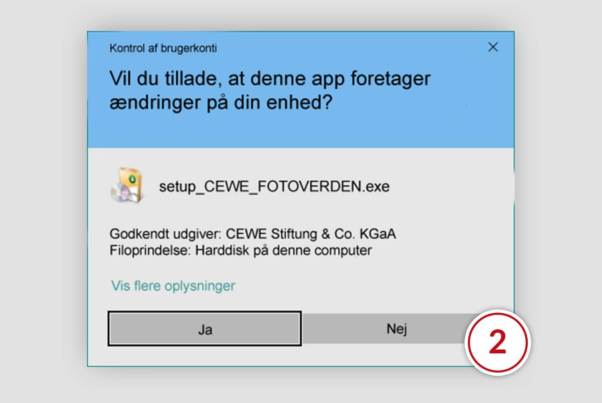 Bekræftelsesdialog for en app-ændring på en computer