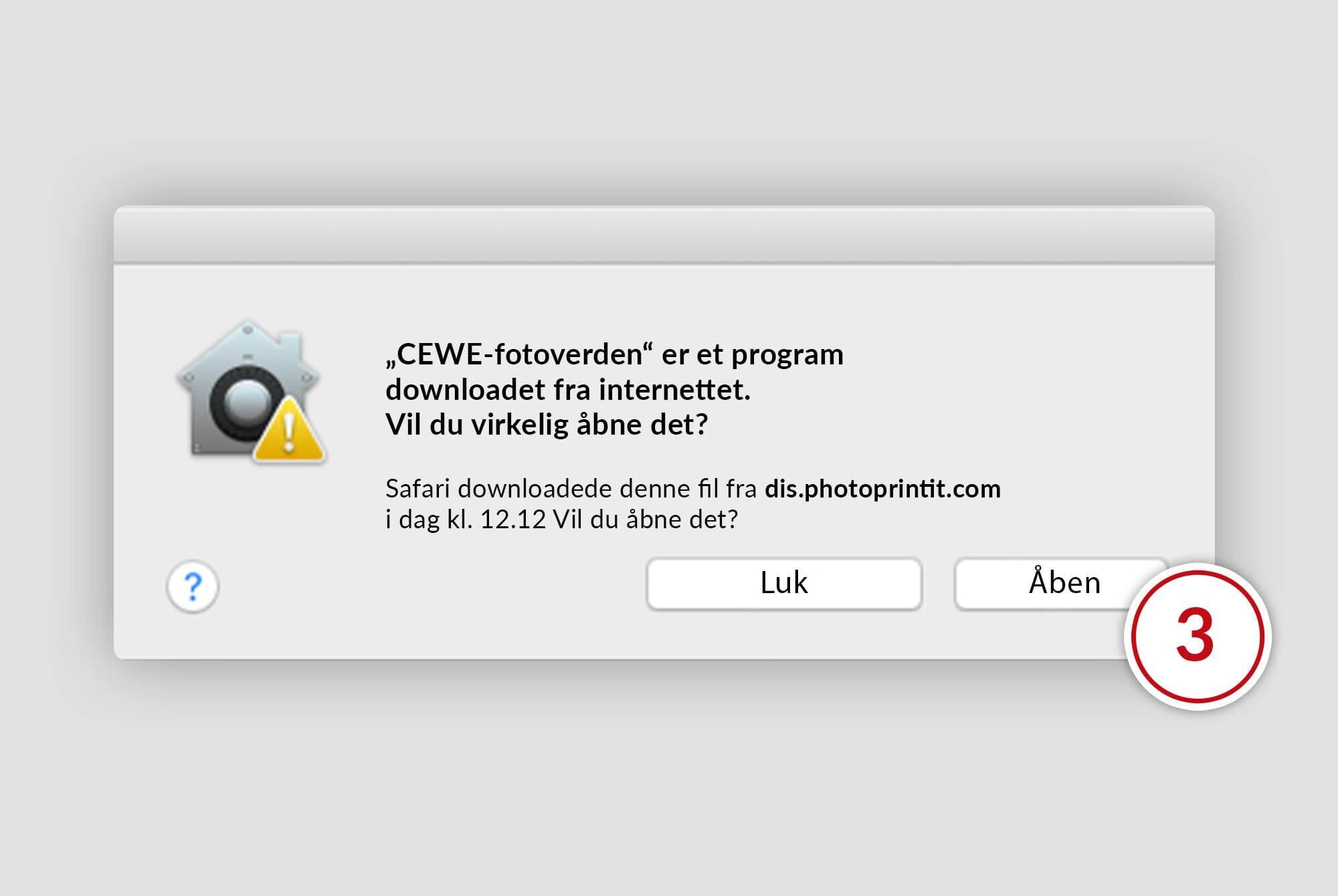 Advarsel om download af CEWE-software